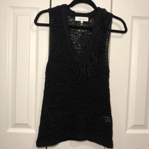 John + Jenn Fringed Open Stitch Tank XS NWOT